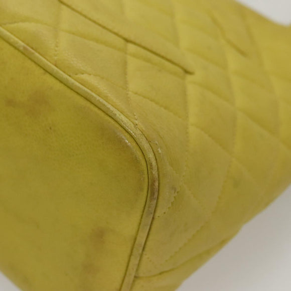 CHANEL COCO Mark Tote Bag Caviar Skin Yellow Gold CC Auth BA2094