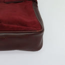 CARTIER Shoulder Bag Suede Wine Red Gold Auth BA2097-14