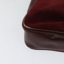 CARTIER Shoulder Bag Suede Wine Red Gold Auth BA2097-15