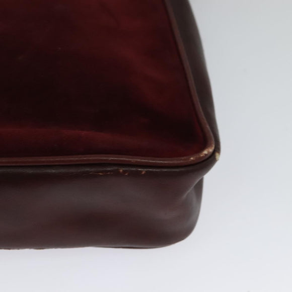 CARTIER Shoulder Bag Suede Wine Red Gold Auth BA2097