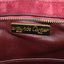 CARTIER Shoulder Bag Suede Wine Red Gold Auth BA2097-10