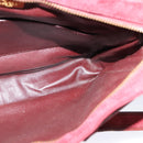 CARTIER Shoulder Bag Suede Wine Red Gold Auth BA2097-17