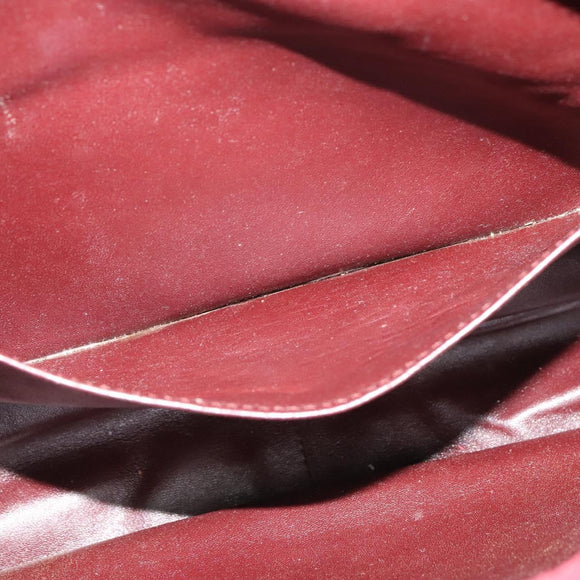 CARTIER Shoulder Bag Suede Wine Red Gold Auth BA2097