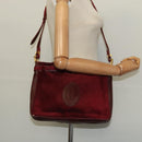 CARTIER Shoulder Bag Suede Wine Red Gold Auth BA2097-19