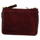 CARTIER Shoulder Bag Suede Wine Red Gold Auth BA2097-2