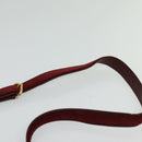 CARTIER Shoulder Bag Suede Wine Red Gold Auth BA2097-8