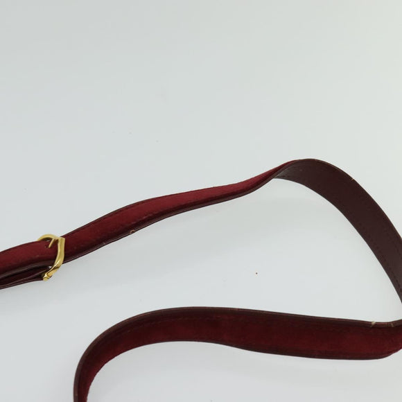CARTIER Shoulder Bag Suede Wine Red Gold Auth BA2097