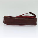 CARTIER Shoulder Bag Suede Wine Red Gold Auth BA2097-5