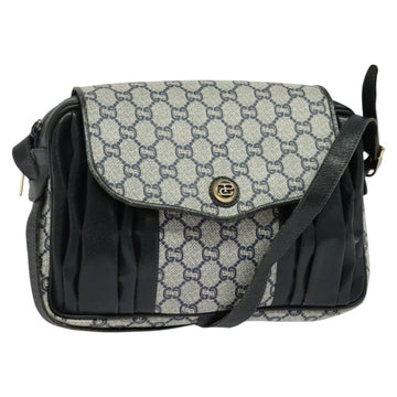 GUCCI GG Plus Supreme Shoulder Bag PVC Navy Gold Auth BA2101