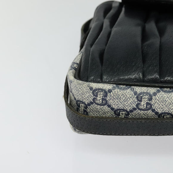 GUCCI GG Plus Supreme Shoulder Bag PVC Navy Gold Auth BA2101