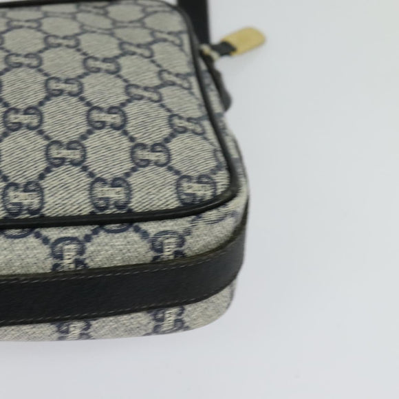 GUCCI GG Plus Supreme Shoulder Bag PVC Navy Gold Auth BA2101