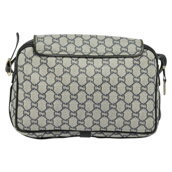 GUCCI GG Plus Supreme Shoulder Bag PVC Navy Gold Auth BA2101