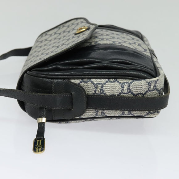 GUCCI GG Plus Supreme Shoulder Bag PVC Navy Gold Auth BA2101