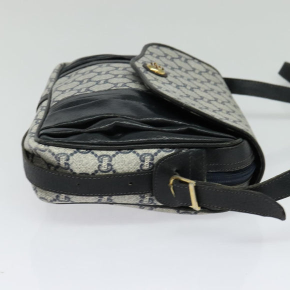 GUCCI GG Plus Supreme Shoulder Bag PVC Navy Gold Auth BA2101