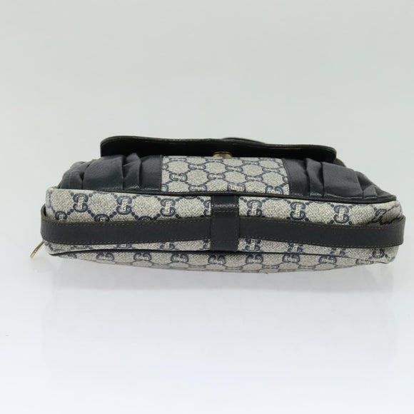 GUCCI GG Plus Supreme Shoulder Bag PVC Navy Gold Auth BA2101