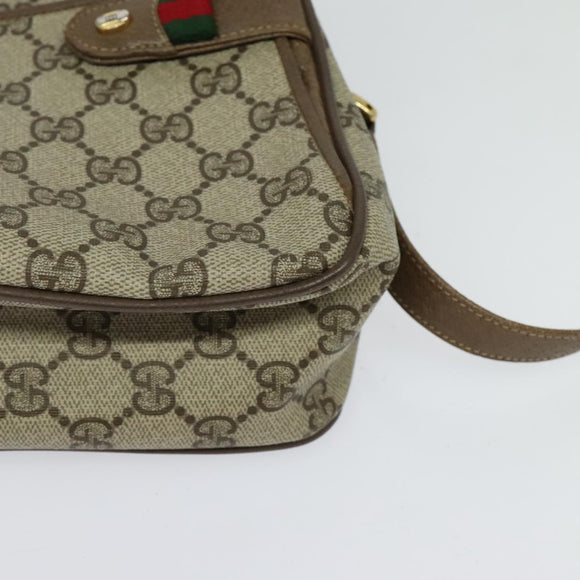 GUCCI GG Supreme Web Sherry Line Shoulder Bag PVC Beige 66 02 049 Auth BA2105