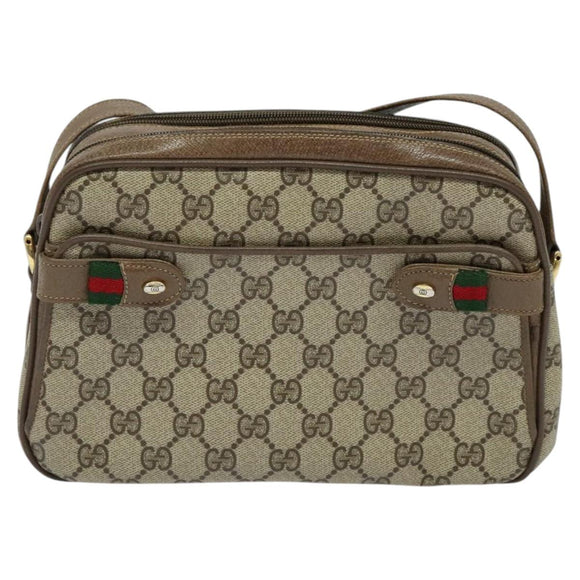 GUCCI GG Supreme Web Sherry Line Shoulder Bag PVC Beige 66 02 049 Auth BA2105