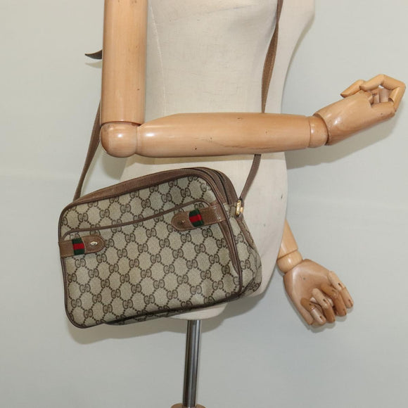 GUCCI GG Supreme Web Sherry Line Shoulder Bag PVC Beige 66 02 049 Auth BA2105