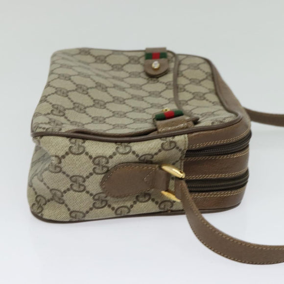 GUCCI GG Supreme Web Sherry Line Shoulder Bag PVC Beige 66 02 049 Auth BA2105