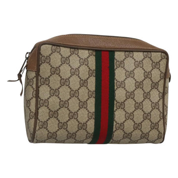 GUCCI GG Supreme Web Sherry Line Clutch Bag PVC Beige Red 89 01 012 Auth BA2108