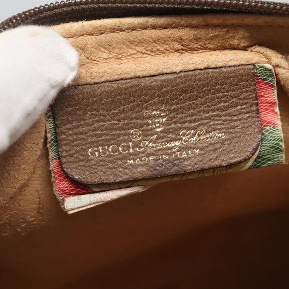 GUCCI GG Supreme Web Sherry Line Clutch Bag PVC Beige Red 89 01 012 Auth BA2108