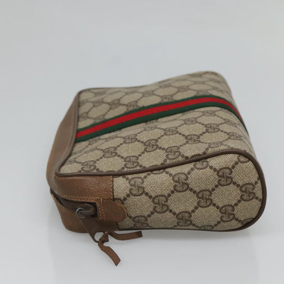 GUCCI GG Supreme Web Sherry Line Clutch Bag PVC Beige Red 89 01 012 Auth BA2108