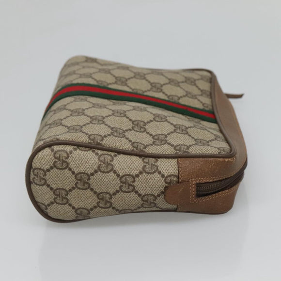 GUCCI GG Supreme Web Sherry Line Clutch Bag PVC Beige Red 89 01 012 Auth BA2108