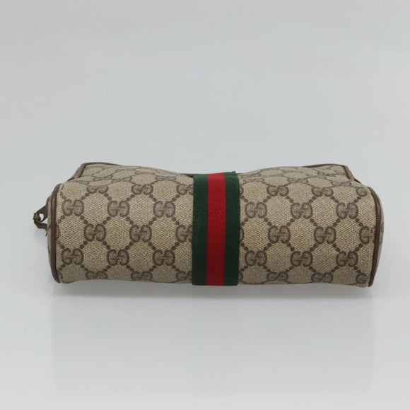GUCCI GG Supreme Web Sherry Line Clutch Bag PVC Beige Red 89 01 012 Auth BA2108