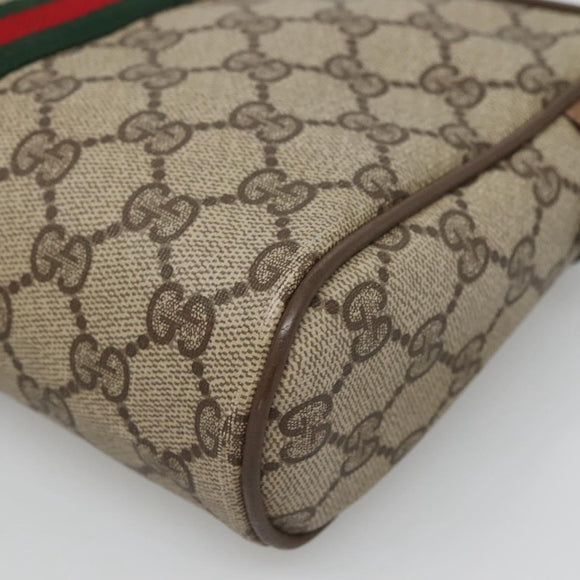 GUCCI GG Supreme Web Sherry Line Clutch Bag PVC Beige Red 89 01 012 Auth BA2108