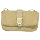Christian Dior Trotter Canvas Shoulder Bag Beige Gold Auth BA2109-13