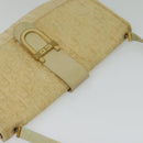 Christian Dior Trotter Canvas Shoulder Bag Beige Gold Auth BA2109-6