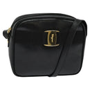 Salvatore Ferragamo Shoulder Bag Leather Black Gold Auth BA2112-1