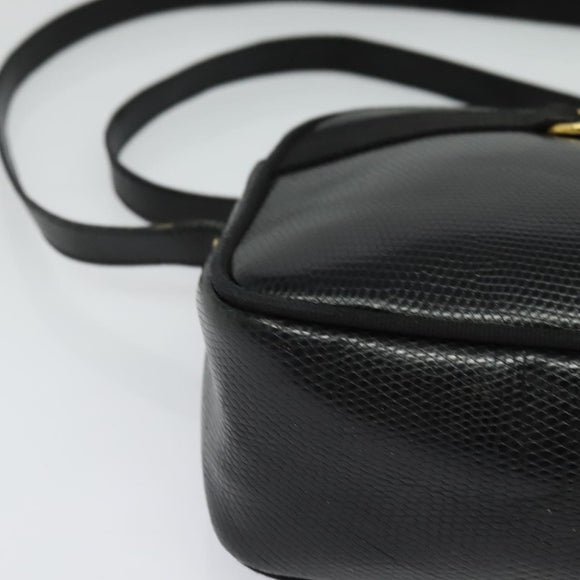 Salvatore Ferragamo Shoulder Bag Leather Black Gold Auth BA2112
