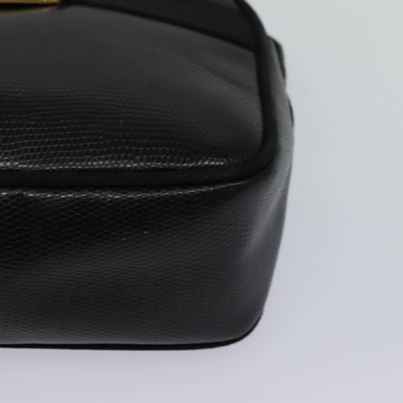 Salvatore Ferragamo Shoulder Bag Leather Black Gold Auth BA2112