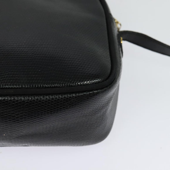 Salvatore Ferragamo Shoulder Bag Leather Black Gold Auth BA2112