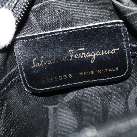 Salvatore Ferragamo Shoulder Bag Leather Black Gold Auth BA2112
