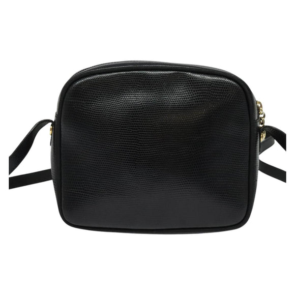 Salvatore Ferragamo Shoulder Bag Leather Black Gold Auth BA2112