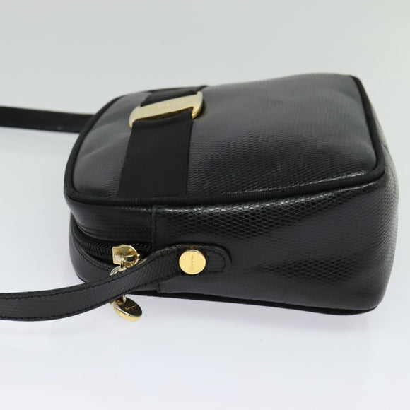 Salvatore Ferragamo Shoulder Bag Leather Black Gold Auth BA2112