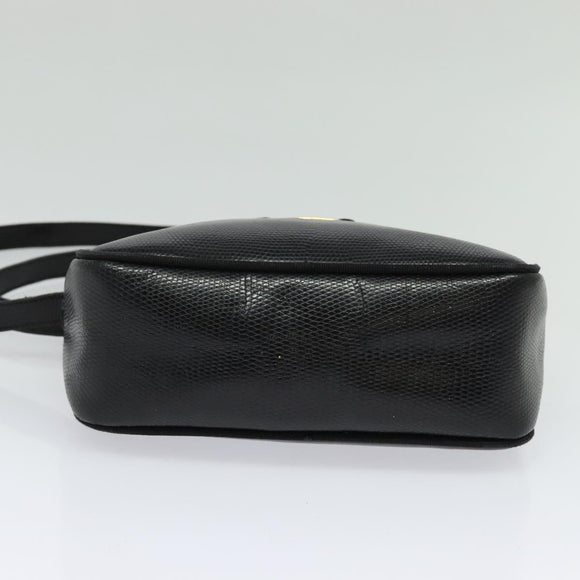 Salvatore Ferragamo Shoulder Bag Leather Black Gold Auth BA2112