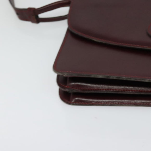 Christian Dior Shoulder Bag Leather Bordeaux Gold Auth BA2119