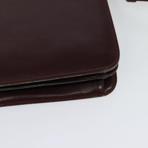 Christian Dior Shoulder Bag Leather Bordeaux Gold Auth BA2119