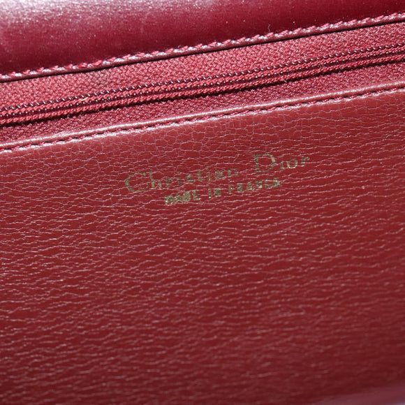 Christian Dior Shoulder Bag Leather Bordeaux Gold Auth BA2119