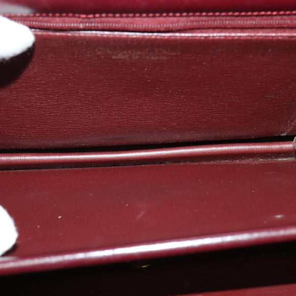 Christian Dior Shoulder Bag Leather Bordeaux Gold Auth BA2119