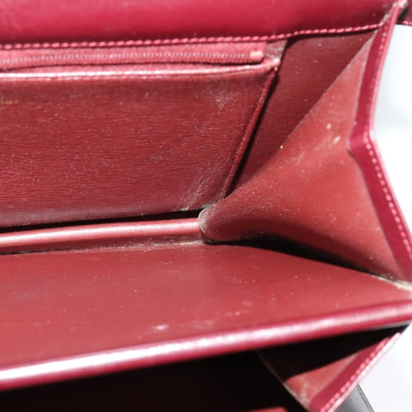 Christian Dior Shoulder Bag Leather Bordeaux Gold Auth BA2119