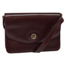 Christian Dior Shoulder Bag Leather Bordeaux Gold Auth BA2119-1