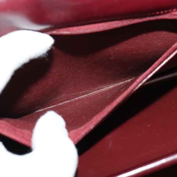 Christian Dior Shoulder Bag Leather Bordeaux Gold Auth BA2119