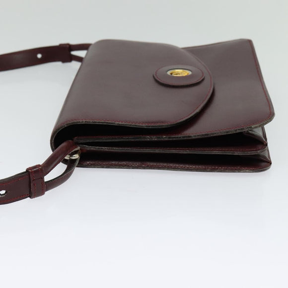 Christian Dior Shoulder Bag Leather Bordeaux Gold Auth BA2119