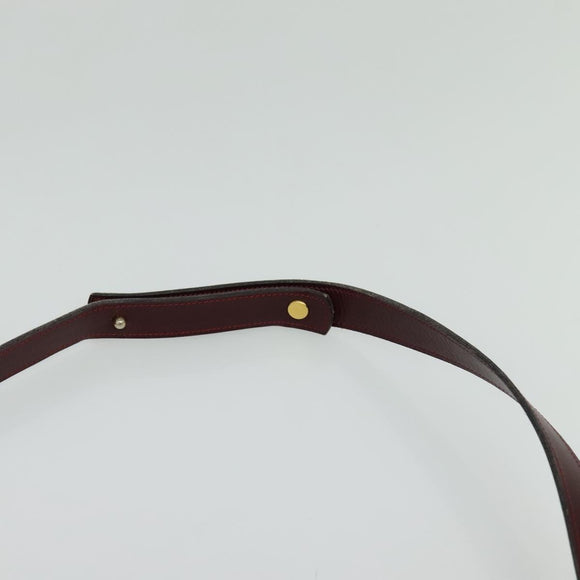 Christian Dior Shoulder Bag Leather Bordeaux Gold Auth BA2119