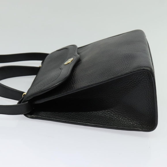 Christian Dior Hand Bag Leather 2way Black Gold Auth BA2129
