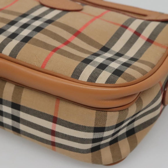 Burberrys Nova Check Shoulder Bag Canvas Beige Gold Auth BA2131